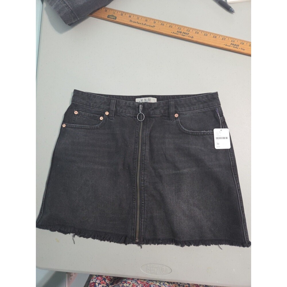 Free People We The Free Black Denim Raw Hem Mini Skirt - Size 30 NEW